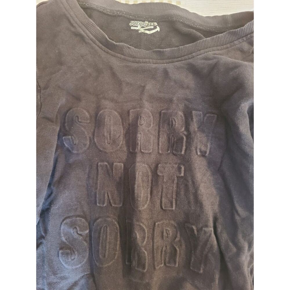 Joe Boxer Embossed Sorry Not Sorry Black Sweatshirt